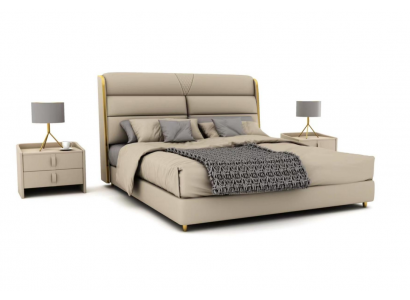 Světle béžová manželská postel Luxus ložnice postele Moderní design postele