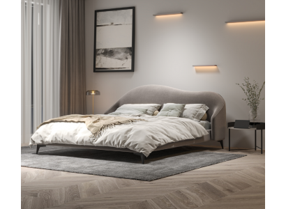 Šedá textilní postel ložnice Luxusní manželské postele Stylový nábytek