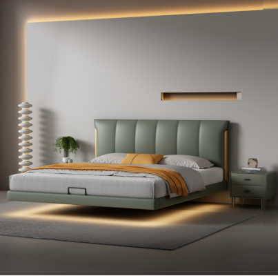 Zelená stěnová postel Designer ložnice Postele Kožené postele Textilní postele