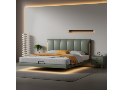 Zelená stěnová postel Designer ložnice Postele Kožené postele Textilní postele