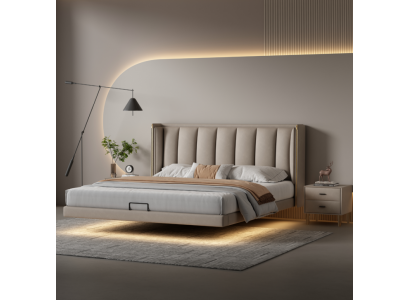 Bílá ložnice manželská postel Designový luxus nábytekRámování postele ze dřeva.