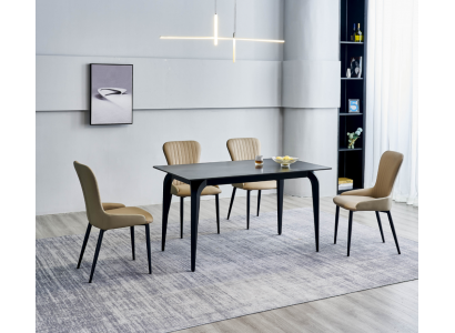 Jídelní nábytek designer černý stůl nerezová ocel luxusní polstrované židle