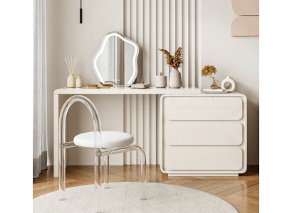 Bílý moderní toaletní stůl Designérský toaletní stolek se zásuvkami Nový
