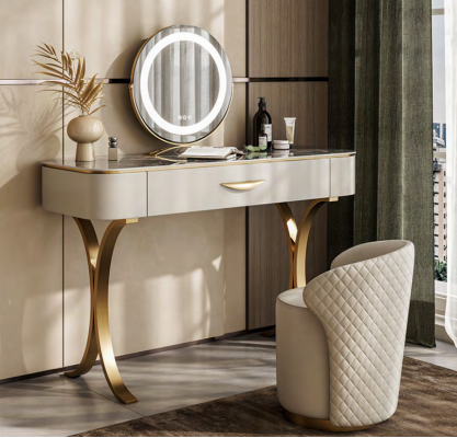 Béžový líčící stůl Designer Toaletní stůl Toaletní komoda S šuplíky