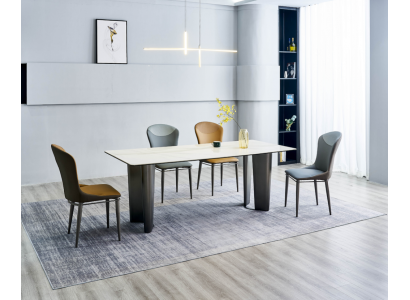 Jídelní sestava Stylový jídelní stůl Kuchyňské židle 4x židle z umělé kůže