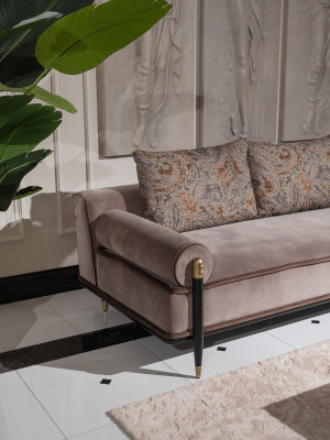 Sofa set třímístná sedací souprava, křeslo, stolky 6 kusů šedá obývací pokoj