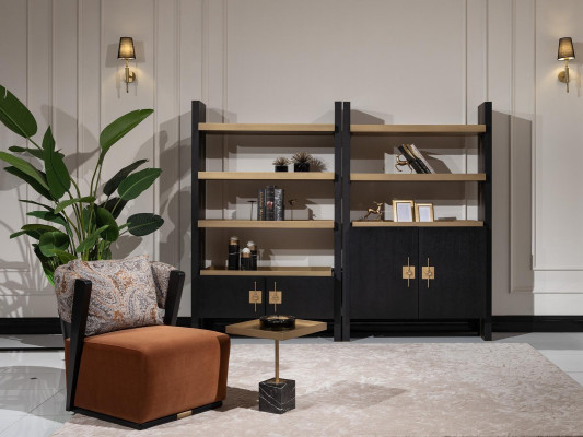 Relaxační souprava křesel látkový stůl Regály sada 5 kusů oranžová