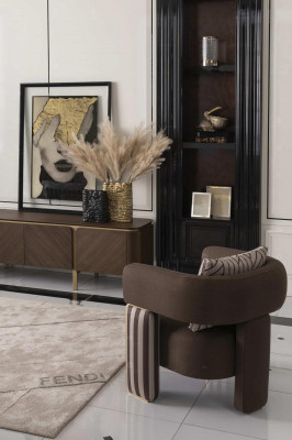 Sada sedacích souprav - rohová sedací souprava, křeslo, látková pohovka, mediální stolek RTV, béžová, moderní, 3 kusy.