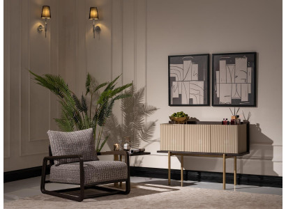 Obývací pokoj 3dílný set Křeslo Konferenční stolky Skříň Šedá Skupina Relaxe