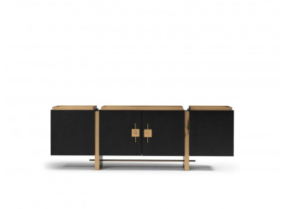 Anrichte Sideboard Skříň Komoda Dřevo Černá Moderní Design Zlato