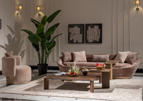 Couch sestava Pohovka sada Tkaninová pohovka Tříkřeslo Křeslo Beige sofa sada