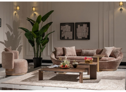 Couch sestava Pohovka sada Tkaninová pohovka Tříkřeslo Křeslo Beige sofa sada
