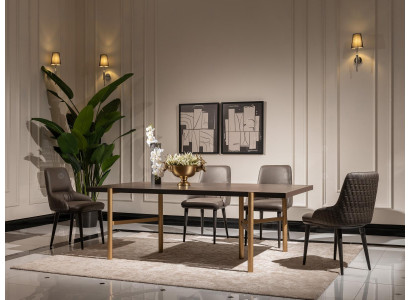 Jídelní stůl jídelní stůl stůl jídelna dřevo hnědý moderní zlatý design.