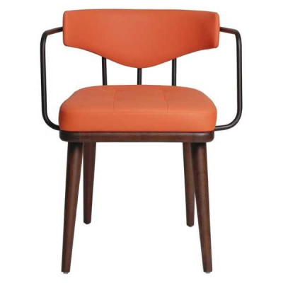Oranžový moderní křeslo s opěrkou Designer jednosedadlo s područkami