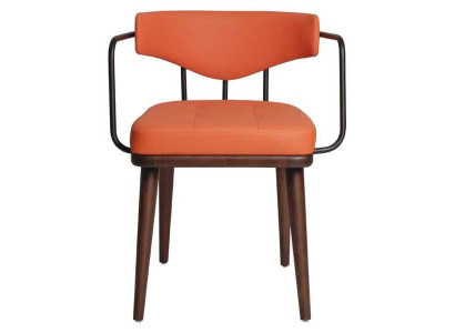 Oranžový moderní křeslo s opěrkou Designer jednosedadlo s područkami