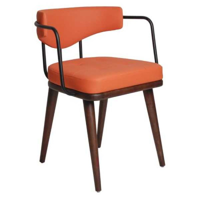 Oranžový moderní křeslo s opěrkou Designer jednosedadlo s područkami