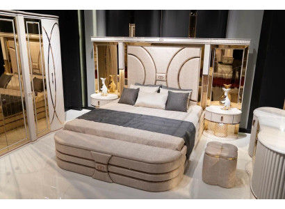 Ložnice Set Postel 2x Noční stolky Konferenční stůl Luxus nový 5 kusů Design Dřevo