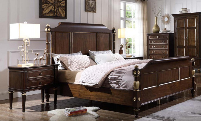 Ložnice Set Postel 2x Noční stolky Luxus nové 3 ks Design Moderní dřevo