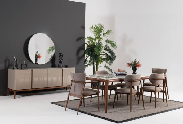 Italská jídelní sestava Jídelní skupina Jídelní souprava Skupina židlí Kredenc