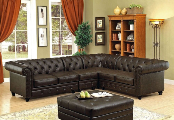 Chesterfield rohová sedací souprava Nábytek Pohovka Pohovka Kožená sedací souprava Design #336
