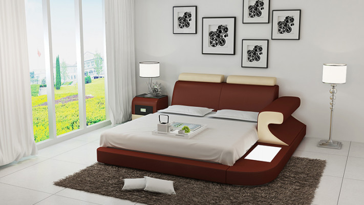 Luxusní postel + osvětlení Kožená postel Nástroje Vidlice Big manželská postel 140/160/180 Nový