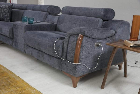 Šedá rohová sedací souprava obývacího pokoje luxusní gauč L-tvar moderní design nábytek textilie