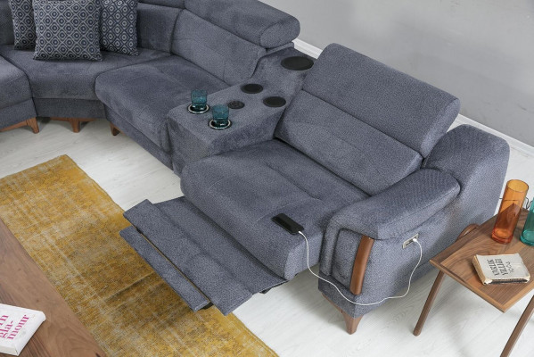 Šedá rohová sedací souprava obývacího pokoje luxusní gauč L-tvar moderní design nábytek textilie