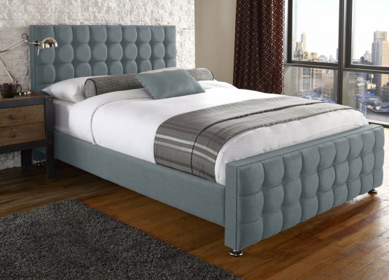 Chesterfield šedá manželská postel Designer Luxus ložnice Postele Vznešené vybavení