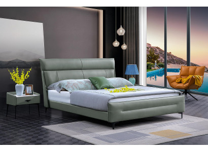 Kompletní postel Zelená kožená postel Luxusní design Ložnice nábytek 180x200
