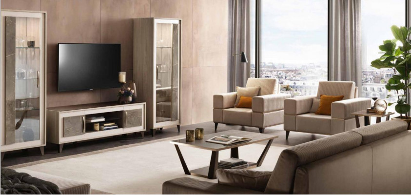 Sedačka 3211 set 2 křesla designové pohovky čalouněné gauče 4 kusy textilie relax nové.