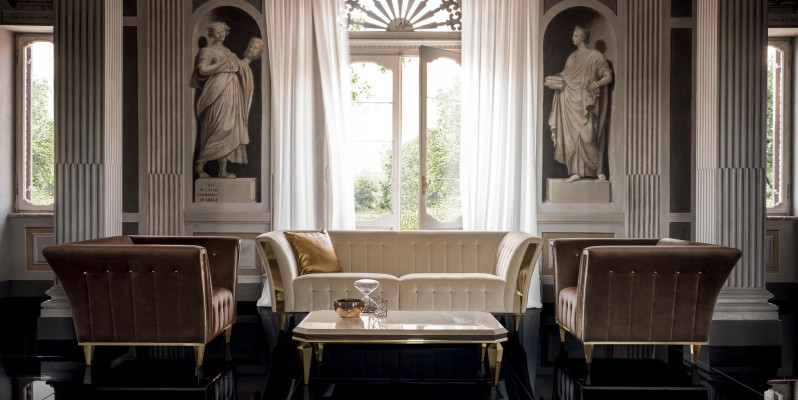 Design Sedací souprava 3+1+1 Křeslo Pohovka Potahová souprava Set Arredoclassic