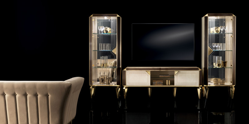 Wohnwand Set Vitrinen Vitrine Kommode Wohnzimmer Möbel Einrichtung Garnitur Set   Žijící stěna Nastavení Vitríny Vitrína Komoda Obývací pokoj Nábytek Zařízení Garnitury Nastavení