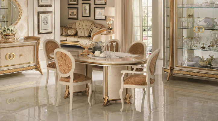 6 židlí + stůl Set kuchyň Designer Barokní Rococo klasický secese