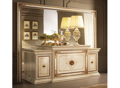 Klasická komoda s zrcadlem na příborník XXL skříň sideboard Italský nábytek