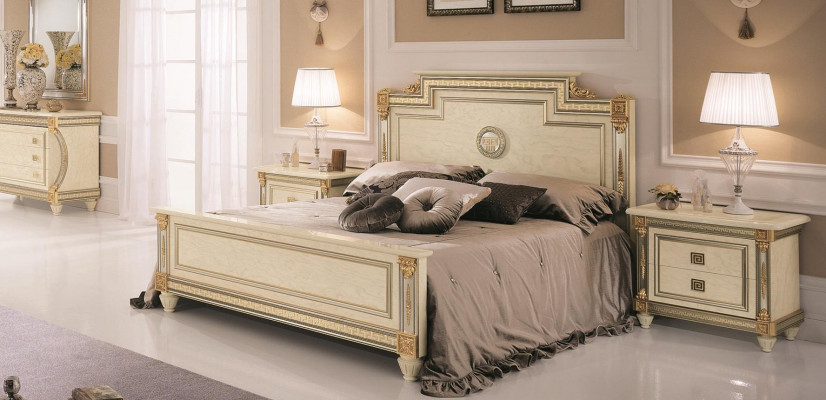 Postel 2x noční stolek Design ložnice Klasický 3kusový luxusní sadový nábytek