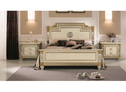 Postel + 2x noční stolek 3-dílná sada ložnice Designer Luxury Bedroom Baroque
