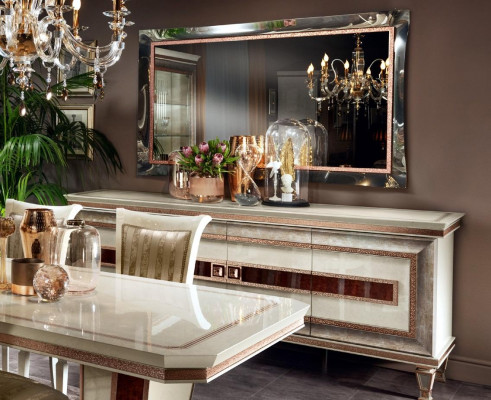 Konsole Dřevěný nábytek Konzolový stůl Zrcadlo Kredenc Skříň 2dílný nábytek arredoclassic