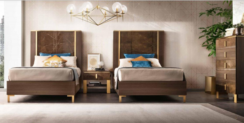 Postel Noční stolek Taburet 4ks. Ložnice Set Design Moderní Luxusní Postele
