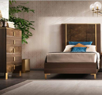 Postel Noční stolek Taburet 4ks. Ložnice Set Design Moderní Luxusní Postele
