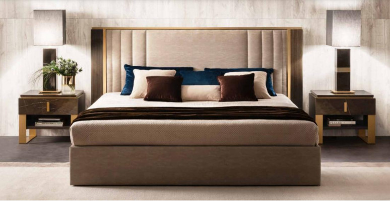 Postel 2x noční stolek 3 dílná sada ložnice Design Moderní Luxus Italská