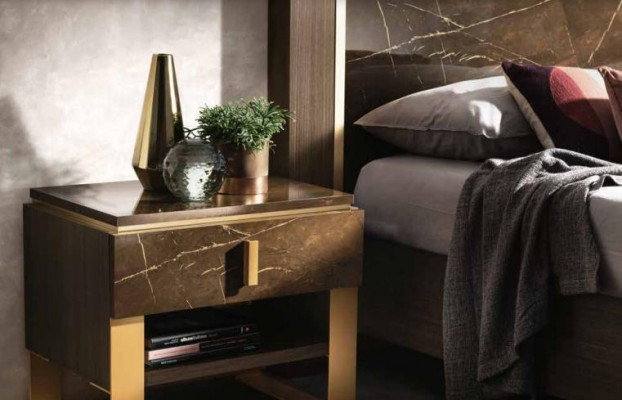 Postel 2x noční stolek 3 dílná sada ložnice Design Moderní Luxus Italská