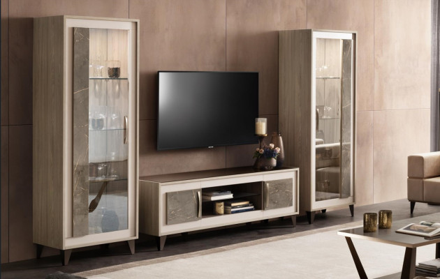 Designová stěnová sestava skříně 2x RTV, nízká skříňka Anrichte 3dílná sada Vitrine