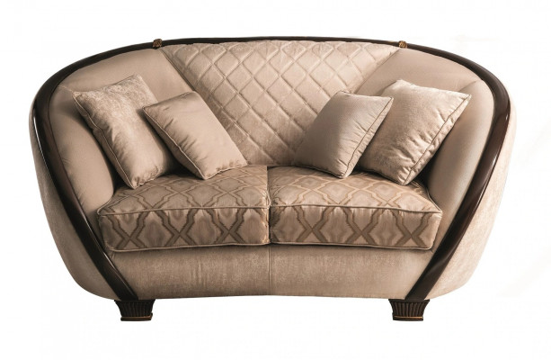 Obývací pokoj Tkaninová pohovka Dvousedadlová designová pohovka Beige textilní potah