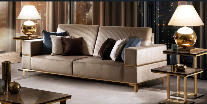 Sofa třímístná klasická pohovka třísedák textilní látka nový