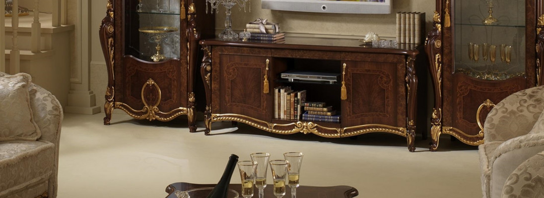 rtv Design Sideboard TV stěna lesklá nízký luxus komoda skříň nový board