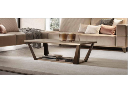 Couch stůl Polstrovaný design skleněný stolek Dovina Dřevěná pohovka Občasný hnědý stůl