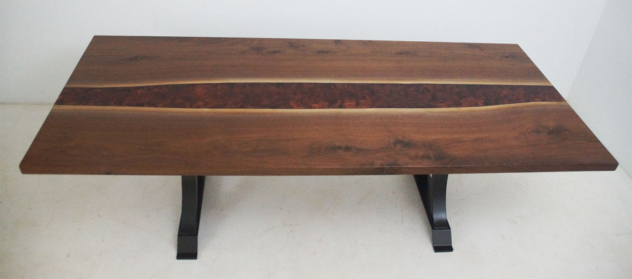 Epoxidová pryskyřice Jídelní stůl Skutečné dřevo Masivní nábytek Vodopád Epoxy stůl 240x100cm