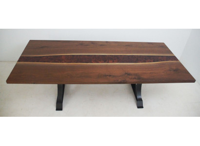 Epoxidová pryskyřice Jídelní stůl Skutečné dřevo Masivní nábytek Vodopád Epoxy stůl 240x100cm