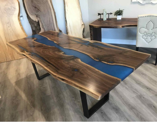Stůl jídelní stůl stoly epoxidní pryskyřice epoxy skutečné dřevo masivní design nábytek 240x100