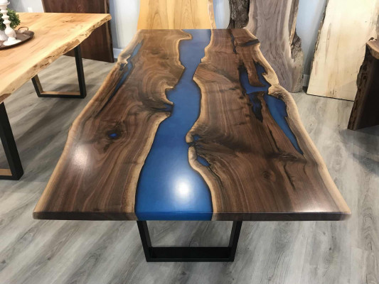 Stůl jídelní stůl stoly epoxidní pryskyřice epoxy skutečné dřevo masivní design nábytek 240x100